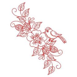 Redwork Flower and Bird 05(Lg) machine embroidery designs