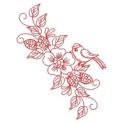 Redwork Flower and Bird 05(Md)