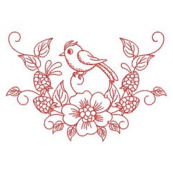 Redwork Flower and Bird 07(Lg) machine embroidery designs