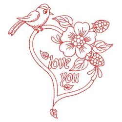 Redwork Flower and Bird 08(Md) machine embroidery designs