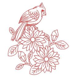 Redwork Flower and Cardinal 05(Sm) machine embroidery designs