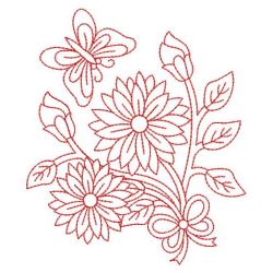 Redwork Flower and Cardinal 06(Sm) machine embroidery designs