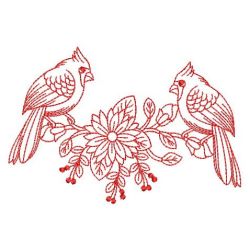 Redwork Flower and Cardinal 08(Sm)