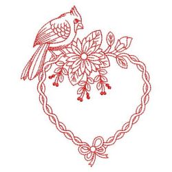 Redwork Flower and Cardinal 09(Sm) machine embroidery designs