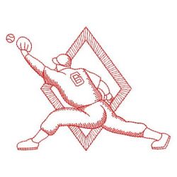 Redwork Baseball 03(Lg) machine embroidery designs