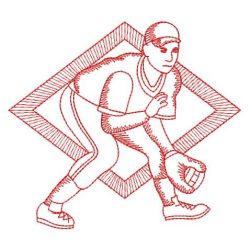 Redwork Baseball 06(Md) machine embroidery designs