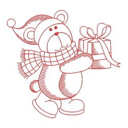 Redwork Christmas Bear 07(Md) machine embroidery designs