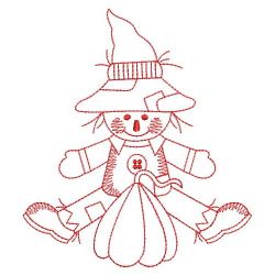 Redwork Fall Scarecrow 01(Md) machine embroidery designs