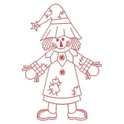 Redwork Fall Scarecrow 02(Lg) machine embroidery designs
