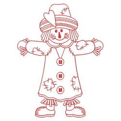Redwork Fall Scarecrow 05(Md) machine embroidery designs