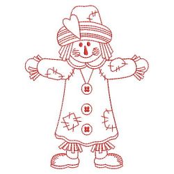 Redwork Fall Scarecrow 05(Sm) machine embroidery designs