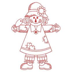 Redwork Fall Scarecrow 07(Md) machine embroidery designs