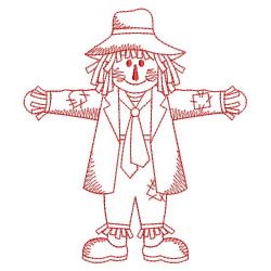 Redwork Fall Scarecrow 08(Lg) machine embroidery designs