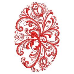 Redwork Rosemaling Roses 06(Lg) machine embroidery designs