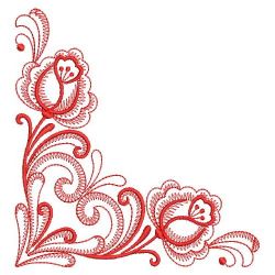 Redwork Rosemaling Roses 10(Lg) machine embroidery designs