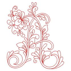 Redwork Flower Alphabets(Lg) machine embroidery designs