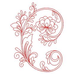 Redwork Flower Alphabets 03(Lg)