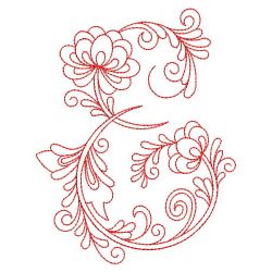 Redwork Flower Alphabets 05(Lg)