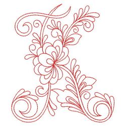 Redwork Flower Alphabets 11(Lg)