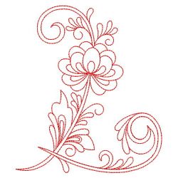 Redwork Flower Alphabets 12(Sm)