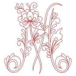 Redwork Flower Alphabets 13(Lg) machine embroidery designs