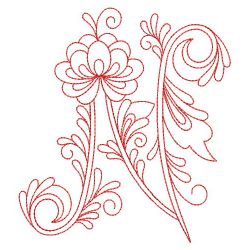 Redwork Flower Alphabets 14(Lg)