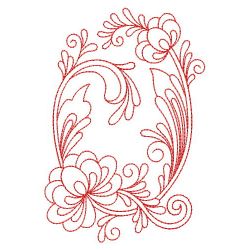 Redwork Flower Alphabets 17(Sm)