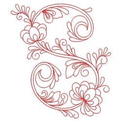 Redwork Flower Alphabets 19(Lg)