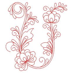 Redwork Flower Alphabets 21(Md)