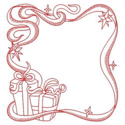 Redwork Ribbon Christmas Squares 02(Lg) machine embroidery designs