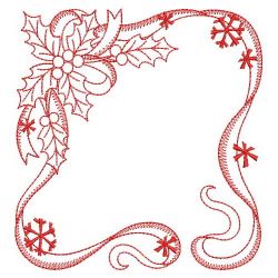 Redwork Ribbon Christmas Squares 03(Sm)