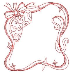 Redwork Ribbon Christmas Squares 06(Lg) machine embroidery designs