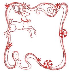 Redwork Ribbon Christmas Squares 07(Md)