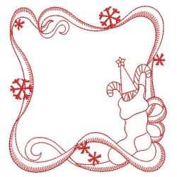 Redwork Ribbon Christmas Squares 08(Md)