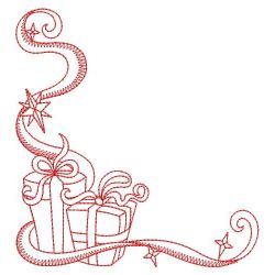 Redwork Ribbon Christmas Corners 03(Md) machine embroidery designs