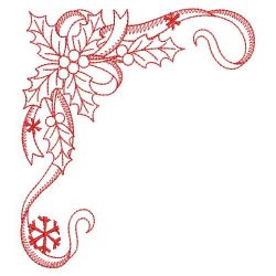 Redwork Ribbon Christmas Corners 04(Sm) machine embroidery designs