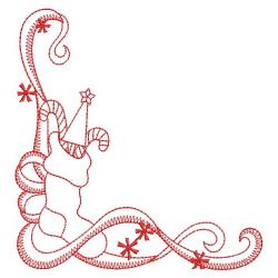 Redwork Ribbon Christmas Corners 08(Lg) machine embroidery designs