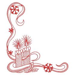 Redwork Ribbon Christmas Corners 10(Lg) machine embroidery designs