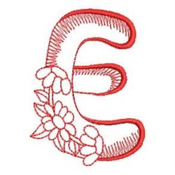 Redwork Floral Alphabet 05 machine embroidery designs