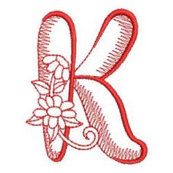 Redwork Floral Alphabet 11