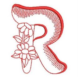Redwork Floral Alphabet 18