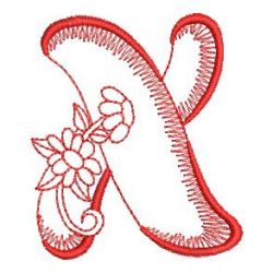 Redwork Floral Alphabet 24