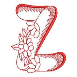 Redwork Floral Alphabet 26