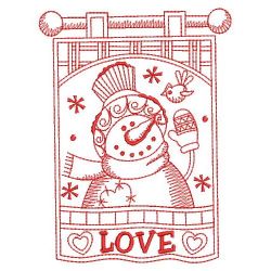 Redwork Winter Snowman 04(Lg) machine embroidery designs