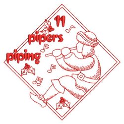 Redwork 12 Days Of Christmas 2 11(Md) machine embroidery designs