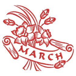 Redwork Months of the Flowers 2 03(Lg) machine embroidery designs