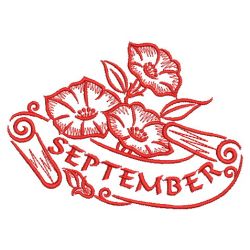Redwork Months of the Flowers 2 09(Sm) machine embroidery designs