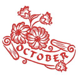 Redwork Months of the Flowers 2 10(Lg) machine embroidery designs