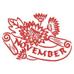 Redwork Months of the Flowers 2 11(Lg) machine embroidery designs