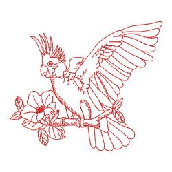 Redwork Sulphur-Crested Parrots 03(Lg) machine embroidery designs